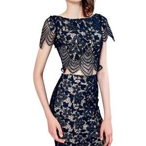 NEW ANGELA & ALISON laced prom dress in black/nude